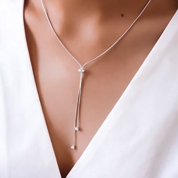 🔵𝟲𝟱%𝗢𝗙𝗙 𝗯𝘂𝗻𝗱𝗹𝗲𝘀 𝟯+🔵 NEW Adjustable Stainless Steel Lariat Necklace - Picture 4 of 15